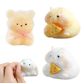 3 Pcs Taba Squishy, Cute Hamster Squishy Compact And Easy to Carry Flocking Fufu Squishy for Stress Relief Children and Adults Birthday Gifts