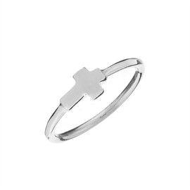 Silverly Women's 925 Sterling Silver Cross Crucifix Slim Band Stackable Ring