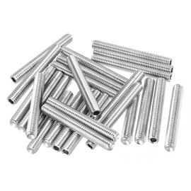 sourcing map Socket Set Screws,25Pcs M6x45mm Metric - 304 Stainless Steel Hex Socket Set Headless Cup Point Grub Screws, for Repairing Compact Instruments, Machinery and Equipment (Silver)