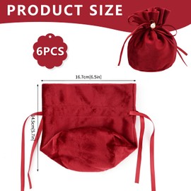 Bekecidi 6 Pcs Velvet Bags with Drawstring and Imitation Pearl, Gift Pouches Candy Bag Bundle Pocket for Birthday Engagement Wedding Supplies (6 Colors)