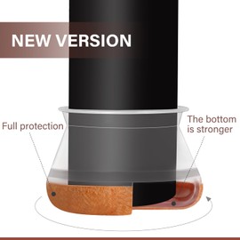 Chair Leg Floor Protectors Round Chair Leg Protectors for Hardwood Floors Silicone Caps Felt Furniture Leg Pads Covers Non Slip Reduce Noise 16 Pack Clear Round X-Large Fit 1-1/2" ~ 2" (38~50mm)