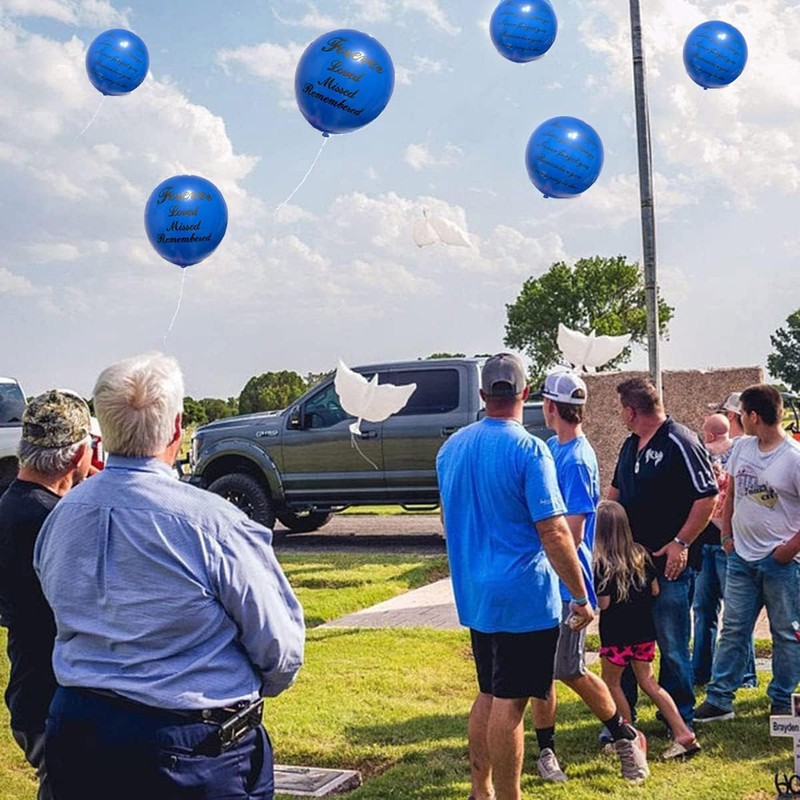 26 Pieces Blue Memorial Funeral Remembrance Balloons and 41.3 Inch