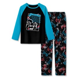 Beezizac Big Boys Pajamas Black & Blue Gamer 2-Piece Long Sleeve & Pants PJ Set Soft Kid Sleepwear Size 18