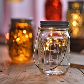 Luces LED para tarro mason, 20 luces, solares, color blanco frío con guirnalda, para patio, jardín, fiesta, boda, Navidad, iluminación decorativa para tarros de boca regulares, pack por 6, Handle