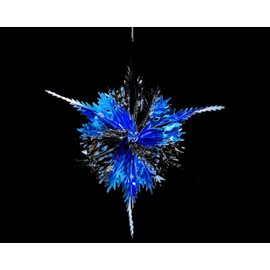 Simply Products Set of 4 40cm Christmas Foil Ceiling Garland Hanging Xmas Decoration, Long Star, Snowflake, Star Ball & Star (Royal Blue & Silver)