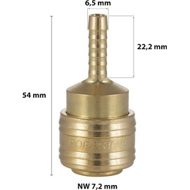 Quick Coupling Compressed Air NW 7.2 with Hose Nozzle (for Hoses with 8 mm) for Compressed Air Connection