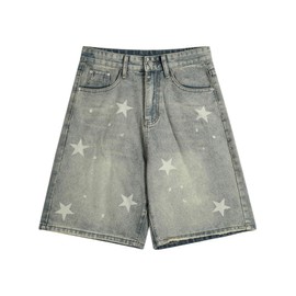 QJK Y2K Jorts Shorts Baggy Jorts Star Jorts Baggy Shorts Y2k Oversized Jorts Jean Shorts Y2k Baggy Shorts (Light Denim,L,Large)