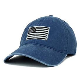 Armycrew XXL Oversize Grey American Flag Embroidered Cotton Pigment Dyed Cap - Navy - 2XL
