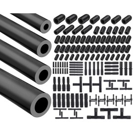 5/32 1/4 5/16 1/2 Automotive Silicone Vacuum Tubing Hose line Kit 5FT with 115PCS Nylon Vacuum Connectors, 63PCS Rubber Vacuum Caps (Black)