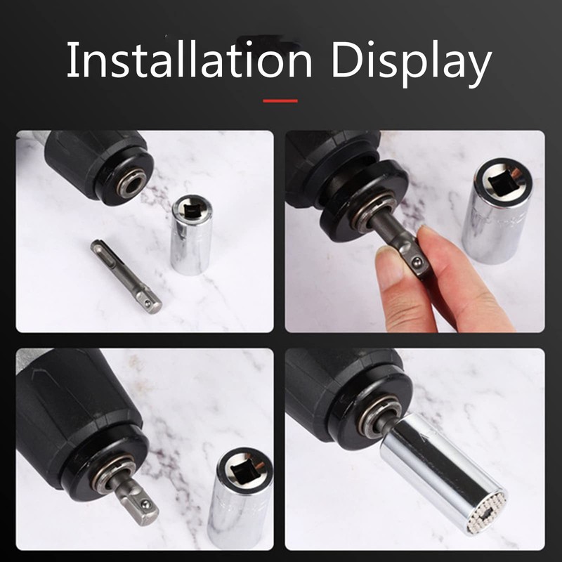 4 pcs SDS Plus Socket Adapter Set,1/4" Hex Socket Adaptor