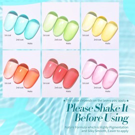 Born Pretty Born Pretty Jelly Gel Nail Polish Set Spring Summer Crystal Glass Translucent Pastel Gel Polish Blue Red Green Yellow Pink Soak Off UV Gel Polish 7ML 6PCS