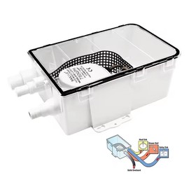 SAILINGFLO Marine Shower Sump Pump Kit System Drain Box-12V 750GPH Built-in Automatic Bilge Pump. Multi-Port Intlet for Marine, Yacht, Boat, Rvs