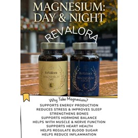 Revalora Magnesium Night Formula – Sleep, Relaxation & Recovery Support – Magnesium Glycinate and Citrate with Vitamin B6 – 60 Capsules