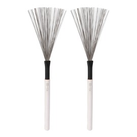 Drum Brush Steel Wire Maple Wooden Handle Percussion Tool Instrument Accessory Set Kit White