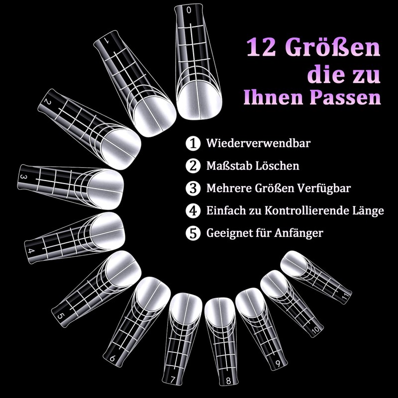 Kiiwah Pack of 120 Dual Shape Nails, Polygel Tips with