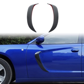 JWWY Front Door Side Fender Scoops Fin Vents Door Blade Trim Cover Fit for 2011-2024 Dodge Charger Exterior Accessories Carbon Fiber 2pcs