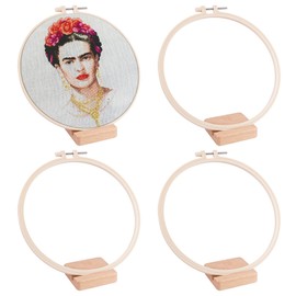 Framendino, 4 Pack 9.5" Mini Embroidery Hoop with 4 Cross Stitch Wooden Base Holder