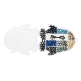 GLOREX 6 1630 331 Pearl Jewellery Set in Penguin Storage Box, 395 Pieces, Blue and Silver Assorted, Ideal for Designing Jewellery, Bracelets, Necklaces, Accessories and Decoration