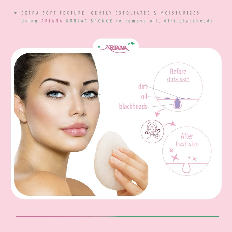 ARIANA Konjac Facial Sponge Oval Carnation Pink 304A Bath Cleansing