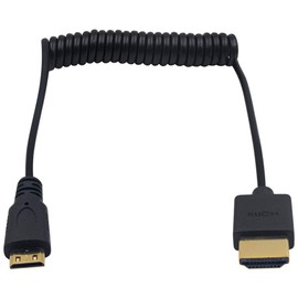 Duttek Mini HDMI to HDMI Spiral Cable, HDMI to Mini HDMI Cable, Extremely Slim HDMI Male to Mini HDMI Male, 4K Ultra HD, 1080p, 3D, for Projector, Camcorder (HDMI 2.0) (1.2 m/4 ft)