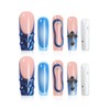 HOMSERA Blue Handmade Long Square Press on Nails XL French