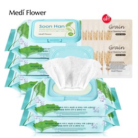 Mediflower 메디플라워 센텔라 순한 딥 클렌징 티슈 100매x5개+곡물 파우치 10매 MediFlower Centella Mild Deep Cleansing Tissue 100 Sheets x 5 Packs + Grain Pouch 10 Sheets