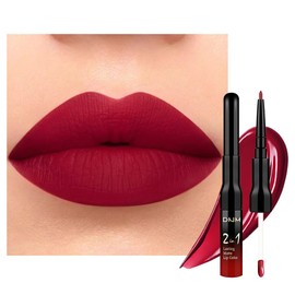 1Pcs Bright Fire Ruby Red Matte Lip Liner & Liquid Lipstick Stain,13#