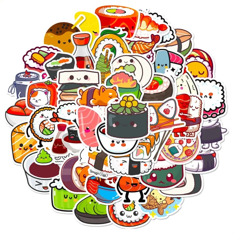 100 Pegatinas De Graffiti De Sushi, Estilo Bonito, Pegatina