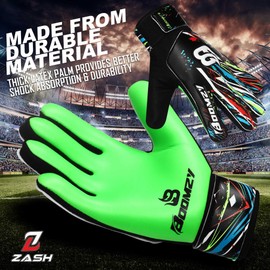 ZASH Goalkeeper Gloves for Kids, Youth & Adult Football Soccer Goalie Gloves with 4-mm Latex Palm and Double Wrist Protection (Green Fluroscent, Size 3 Suitable for 5 to 6 Year Old)