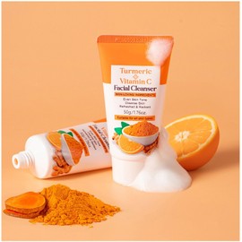 Limpiador Facial De Cúrcuma - 2 Unidades Con Vitamina C, Exfoliante Suave Para Piel Sensible, Sin Obstruir Los Poros, Sin Residuos, Apto Para Todo Tipo De Piel.