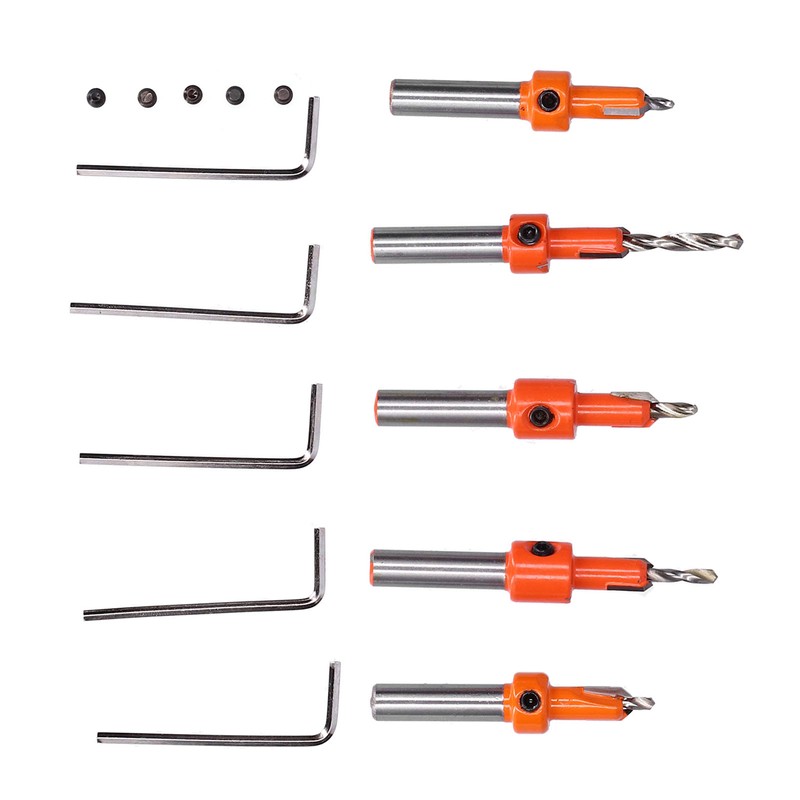 5Pcs Countersink Drill Bit Set High Hardness Strong Cutting Force