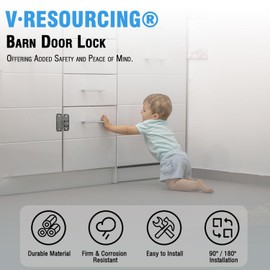 Sliding Barn Door Lock, 90/180 Degree Heavy Duty Flip Gate Latches,Thickened Anti-Rust Hasp Latch for Barn Doors,Garden, Bathroom, Outdoor, Garage, Window (Black,2 Pack)