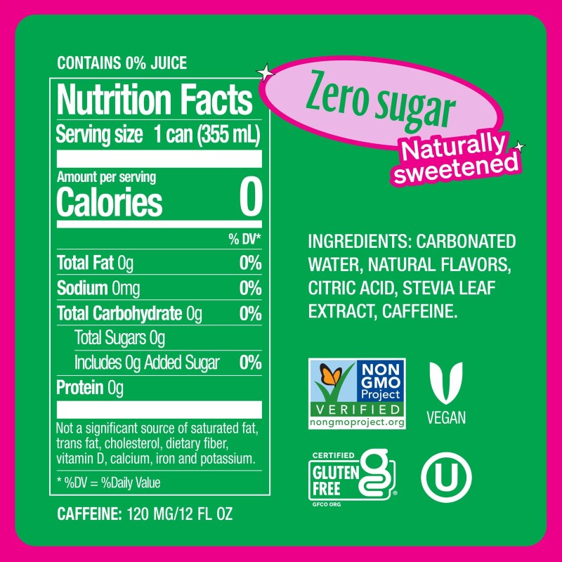 Zevia Zero Sugar Naturally Sweetened Drink Pack of 12 Watermelon