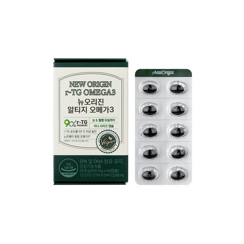 New Origin 뉴오리진 순도90% 초소형 rTG 알티지오메가3 (30일분) New Origin