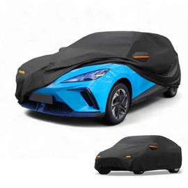 Partuto All-Weather Waterproof Car Cover - UV-Resistant Outdoor Full Exterior Protection for MG4 210D-PU Black with Right Side Zipper