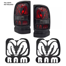 Neutron Motorsports Fits Dodge Ram 1994-2001 Black Textured Tail Light Covers Ram Logo Left + Right
