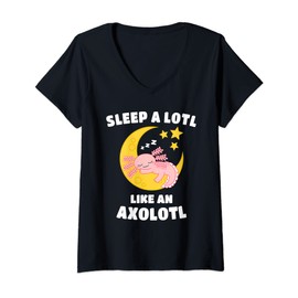 Womens Cute Pink Axolotl Pajamas Kawaii Aesthetic Axolotls Lover V-Neck T-Shirt