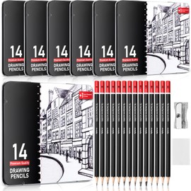 Weekgrat 96 Pcs Sketching Pencils for Drawing Set (12B - 6H) Professional Graphite Pencils Bulk Art Pencils with Eraser Sharpener and Metal Box for Beginners Pro Artists Drawing Art Sketching Shading