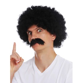 WIG ME UP - 2018553-P103 Wig Beard Set Men's Carnival Curly Curly Voluminous Afro 70s Black