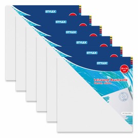 Stylex 28634-P6 Stretcher Frames 20 x 20 cm 100% Cotton Canvas Primed Back Stapled for Oil Acrylic Tempera Paints Gouache Painting Set of 6
