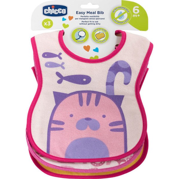 Chicco Easy Meal Bib 6m + Cervix in Pink Color,