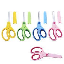 Left-Handed Children's Scissors, Children's Scissors, Left-Handed Safety Scissors for Children, Craft Scissors with Blunt Tip, Stainless Steel Blades and Soft Handle, Ideal for Home and School, 14.6