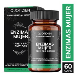 Enzimas digestivas con 2 probióticos y 2 prebióticos - fibras vegano premium - digestive enzymes - Quotidien - 60 cápsulas