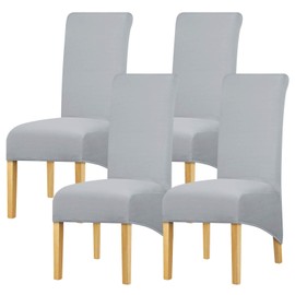 Leorate Large Size High Back Chair Cover Stretch Spandex Chair Proteror for Dining Room Banquet Hotel Home Decor Grey 4 pieces
