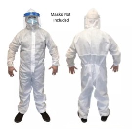 Dura-Block 11007 Large Disposable White Coverall with Hood - Paint Suit - 2 Pack