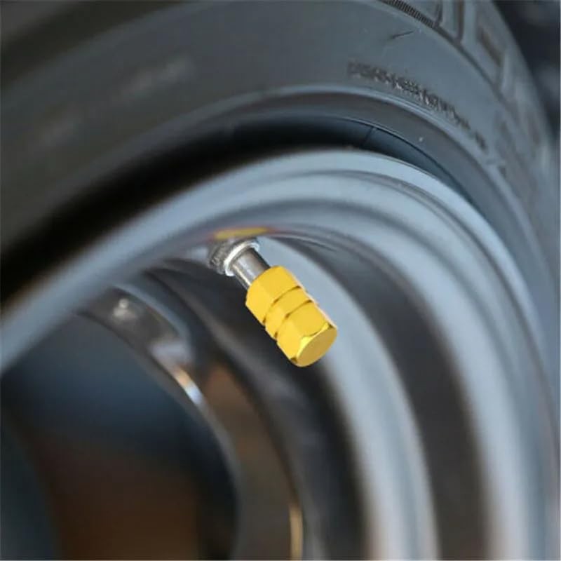 Tapon Pivote Valvula Cubre Llanta Aluminio Auto Moto 4-Pieza (Negro)
