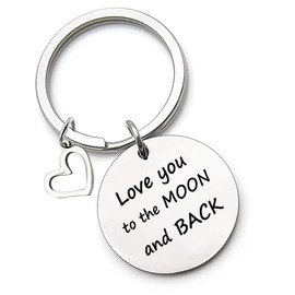 Love You To The Moon And Back Keyring Inspirational Lovers Couple Husband Wife Mum Keyring Pendant Gift Birthday Gift, silver