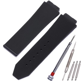 MCXGL 25mm x 19mm Replacement Rubber Strap Compatible with Hublot Big Bang Silicone Watch Band Sports waterproof bracelet - Black