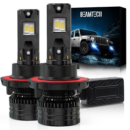 BEAMTECH H13/9008 Bulbs, 900% Brighter Canbus Ready 6500K White Light or Fog Light, 2 Bulbs.