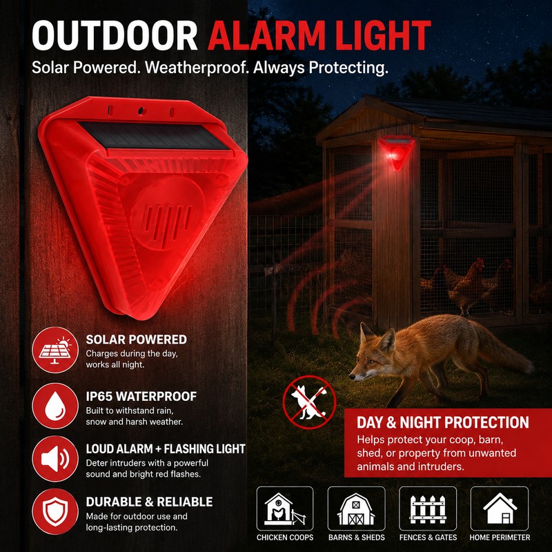 Solar Motion Sensor Alarm for Outdoor Animal Deterrence – 130dB